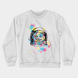 splashed astronaut cat Crewneck Sweatshirt